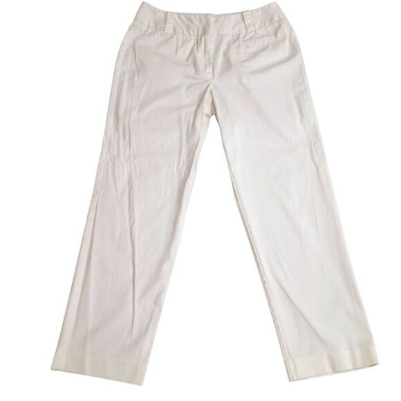 Larry Levine Stretch White Cotton Blend Casual Pants - Picture 2 of 8